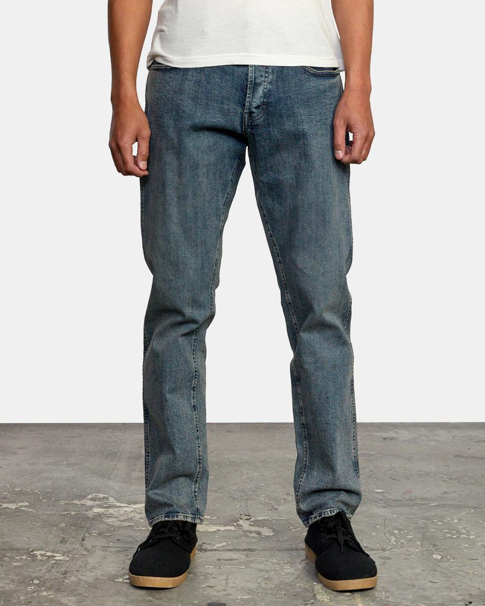 Dark Vintage Rvca Weekend Straight Fit Men's Jeans | USQAV63423