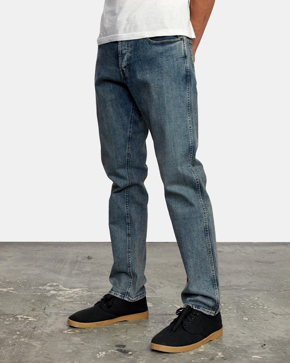 Dark Vintage Rvca Weekend Straight Fit Men's Jeans | USQAV63423