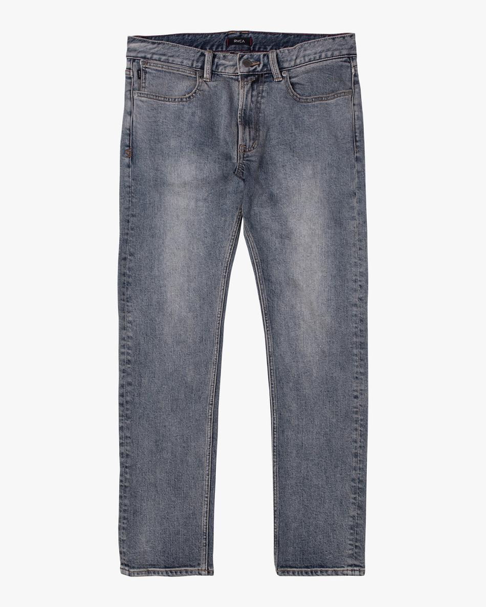 Dark Vintage Rvca Weekend Straight Fit Men\'s Jeans | USQAV63423
