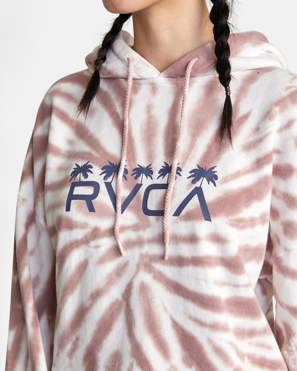 Deep Dusty Rose Rvca Five Palms Cropped Women's Hoodie | FUSUI94198