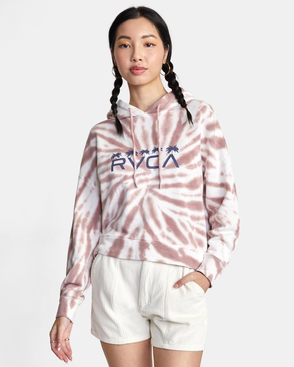 Deep Dusty Rose Rvca Five Palms Cropped Women\'s Hoodie | FUSUI94198