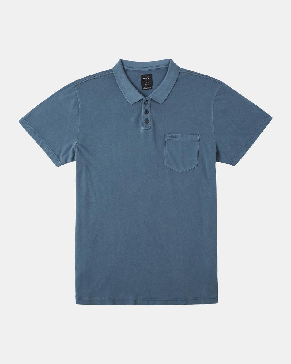 Duck Blue Rvca PTC Pigment Polo Men\'s T shirt | USQAV33822