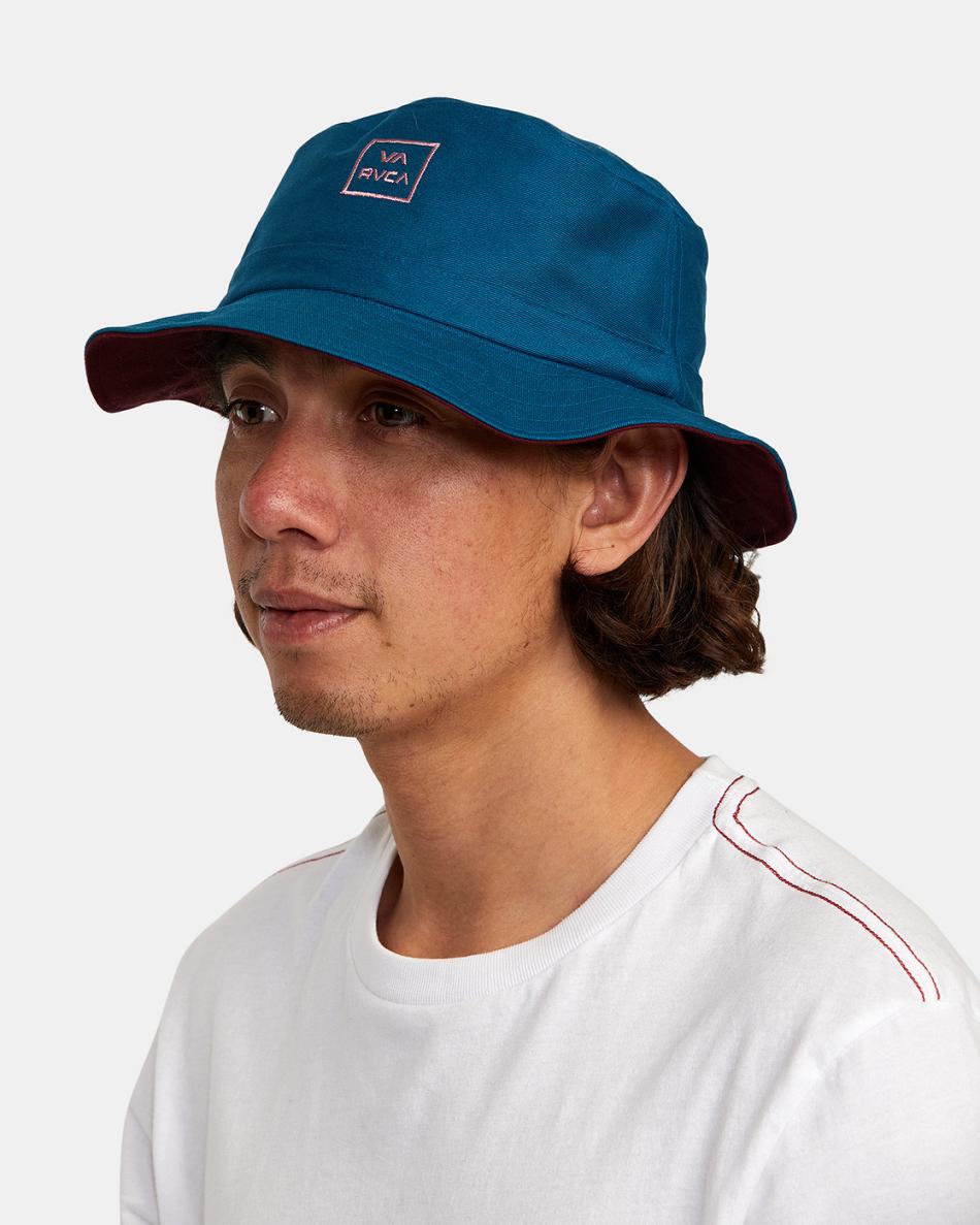 Duck Blue Rvca Reversible Bucket Men's Hats | MUSFT45475