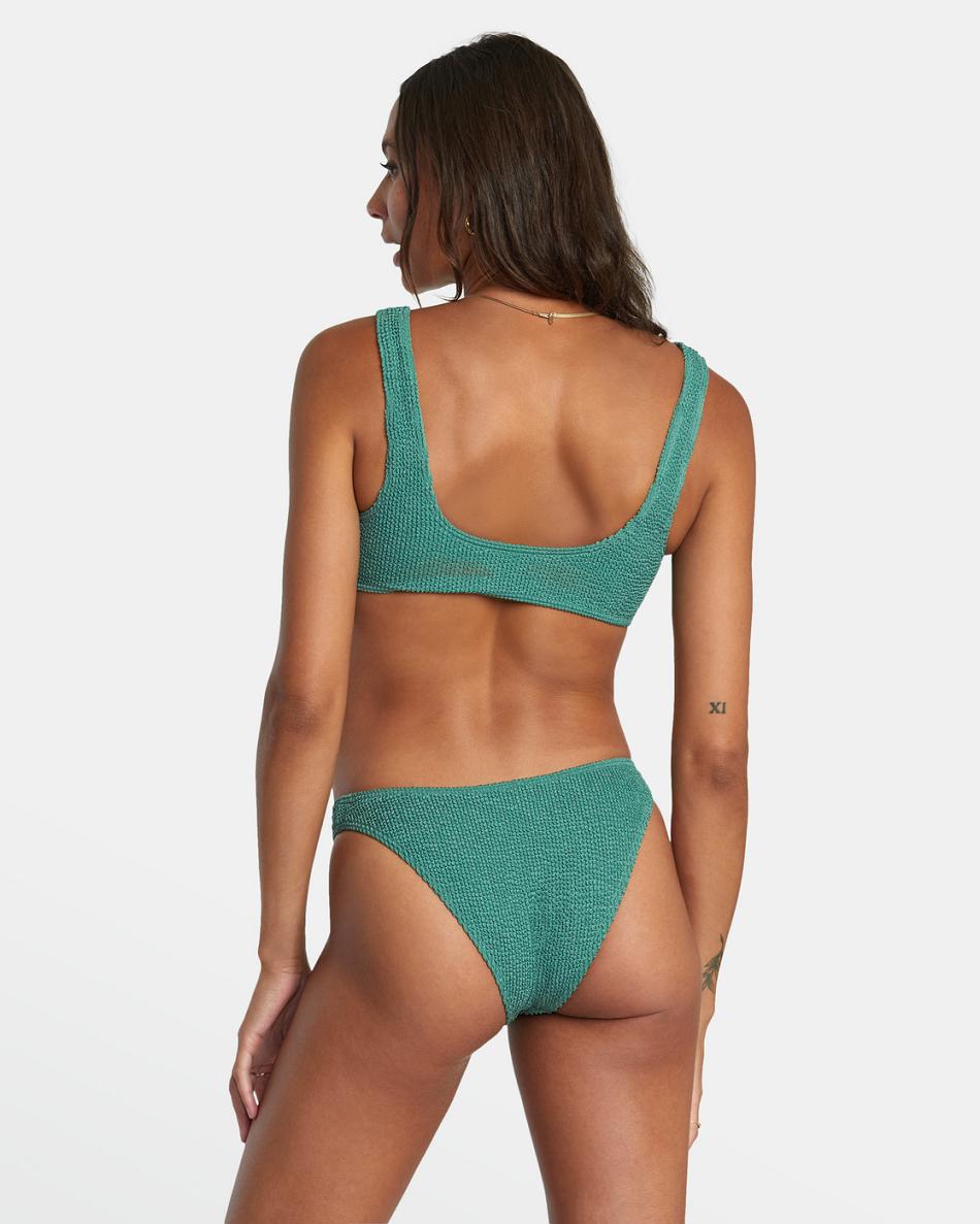 Dusky Green Rvca Grooves French Women\'s Bikini Bottoms | USJZR86367