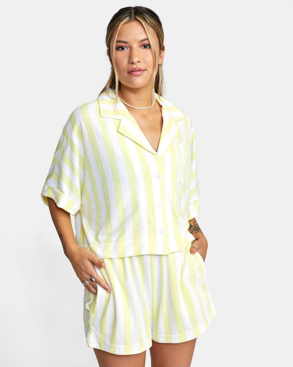 Dust Yellow Rvca Beach Night Top Women\'s Loungewear | TUSWZ23845