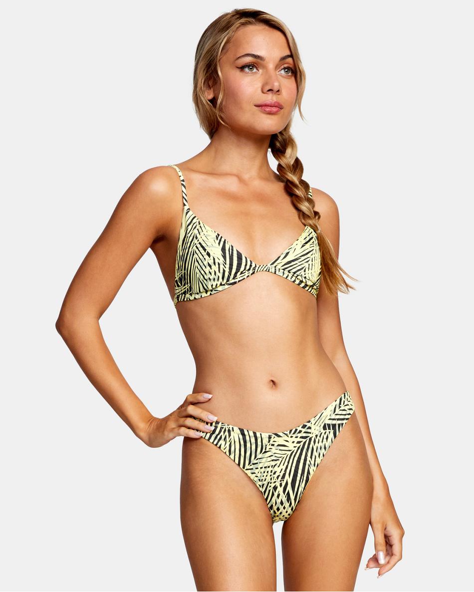 Dust Yellow Rvca Palms Fixed Triangle Women\'s Bikini Tops | EUSVG66947