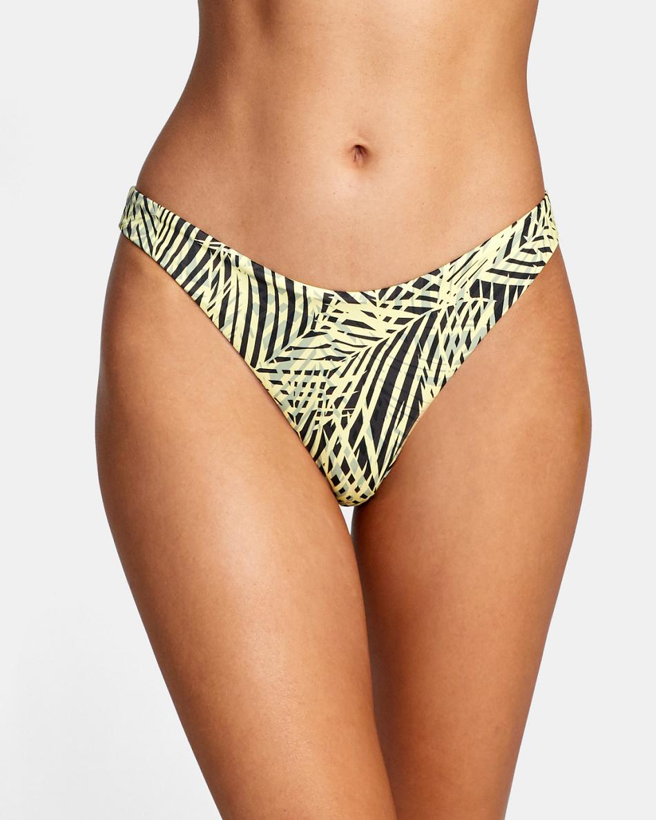 Dust Yellow Rvca Palms French Women's Bikini Bottoms | USXMI74909