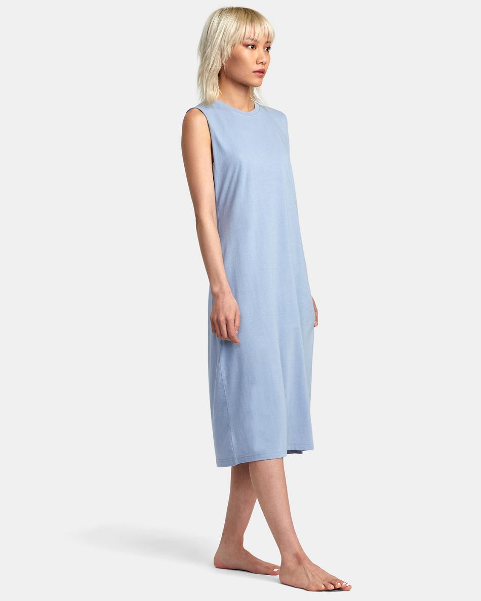 Dusty Blue Rvca Flexin Coverup Women's Dress | QUSWA44058