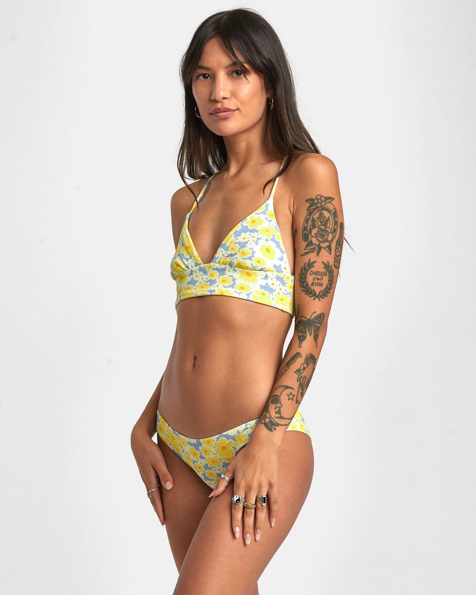 Dusty Blue Rvca Freya Triangle Crop Top Women's Bikini Tops | USJBT24040