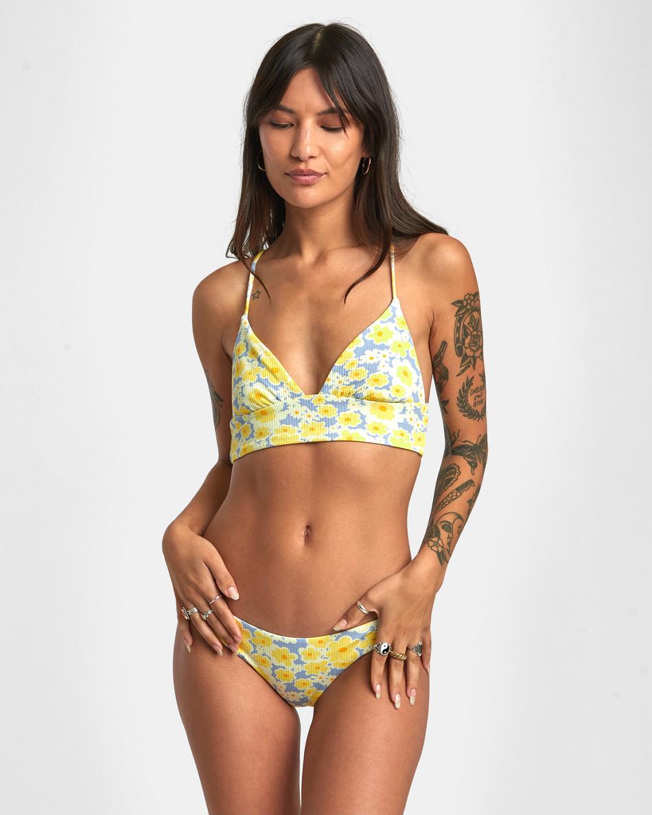 Dusty Blue Rvca Freya Triangle Crop Top Women\'s Bikini Tops | USJBT24040