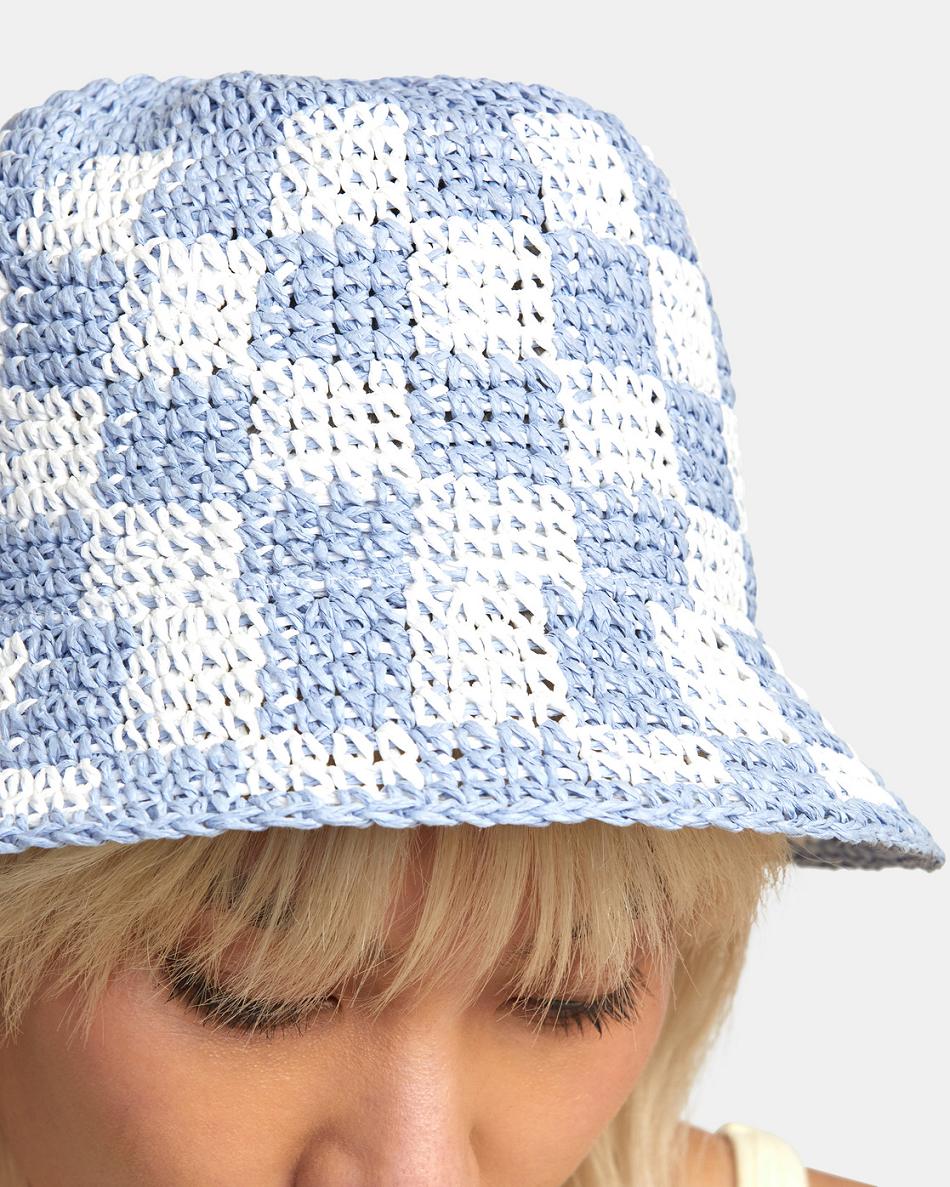 Dusty Blue Rvca Laguna Straw Bucket Women's Hats | YUSVQ28394