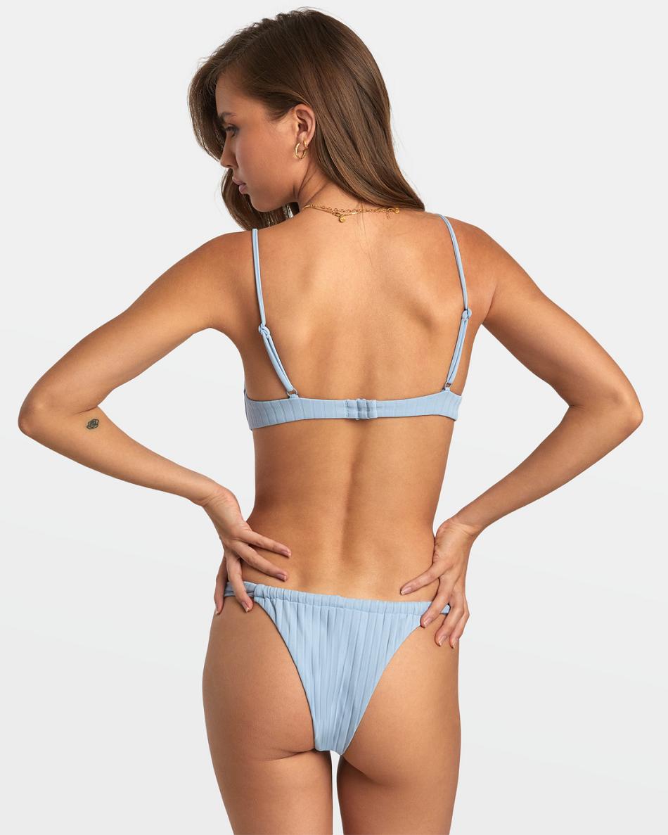 Dusty Blue Rvca Wide Rib Underwire Women's Bikini Tops | AUSDF48610