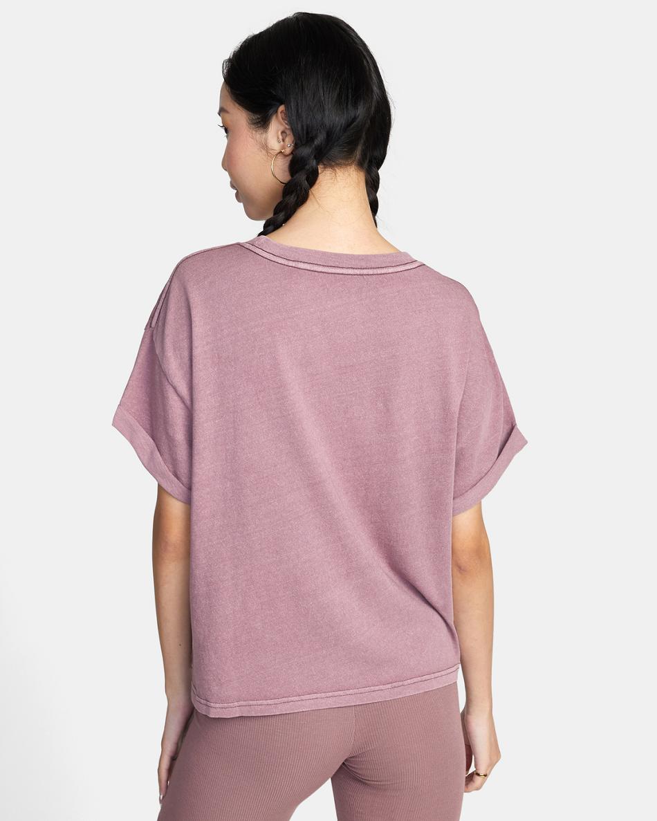 Dusty Grape Rvca Ptc Roll It Embroidered Women's T shirt | ZUSMJ51218
