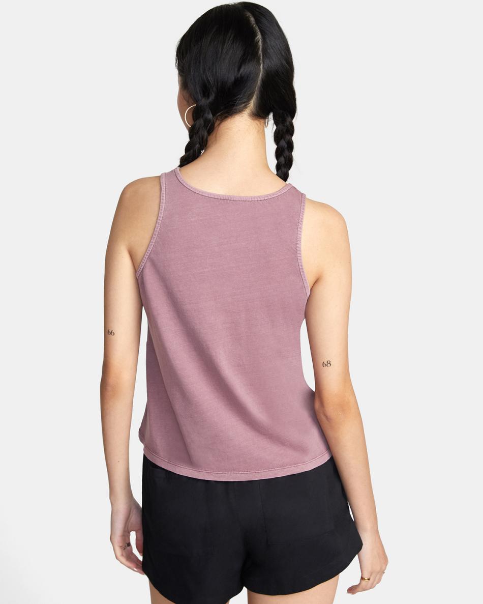 Dusty Grape Rvca Ptc Traveler Embroidered Women's Tanks | USZDE25086