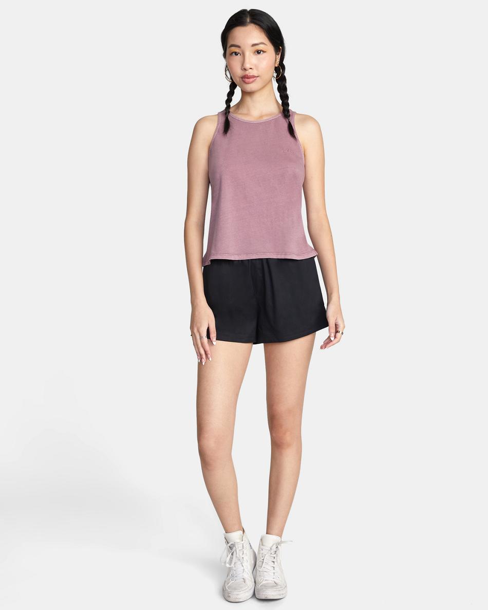 Dusty Grape Rvca Ptc Traveler Embroidered Women's Tanks | USZDE25086