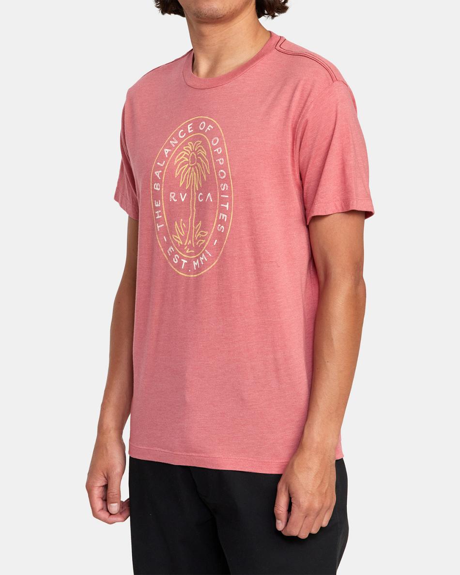 Dusty Pink Rvca Palm Seal Tee Men's Short Sleeve | DUSVO41876