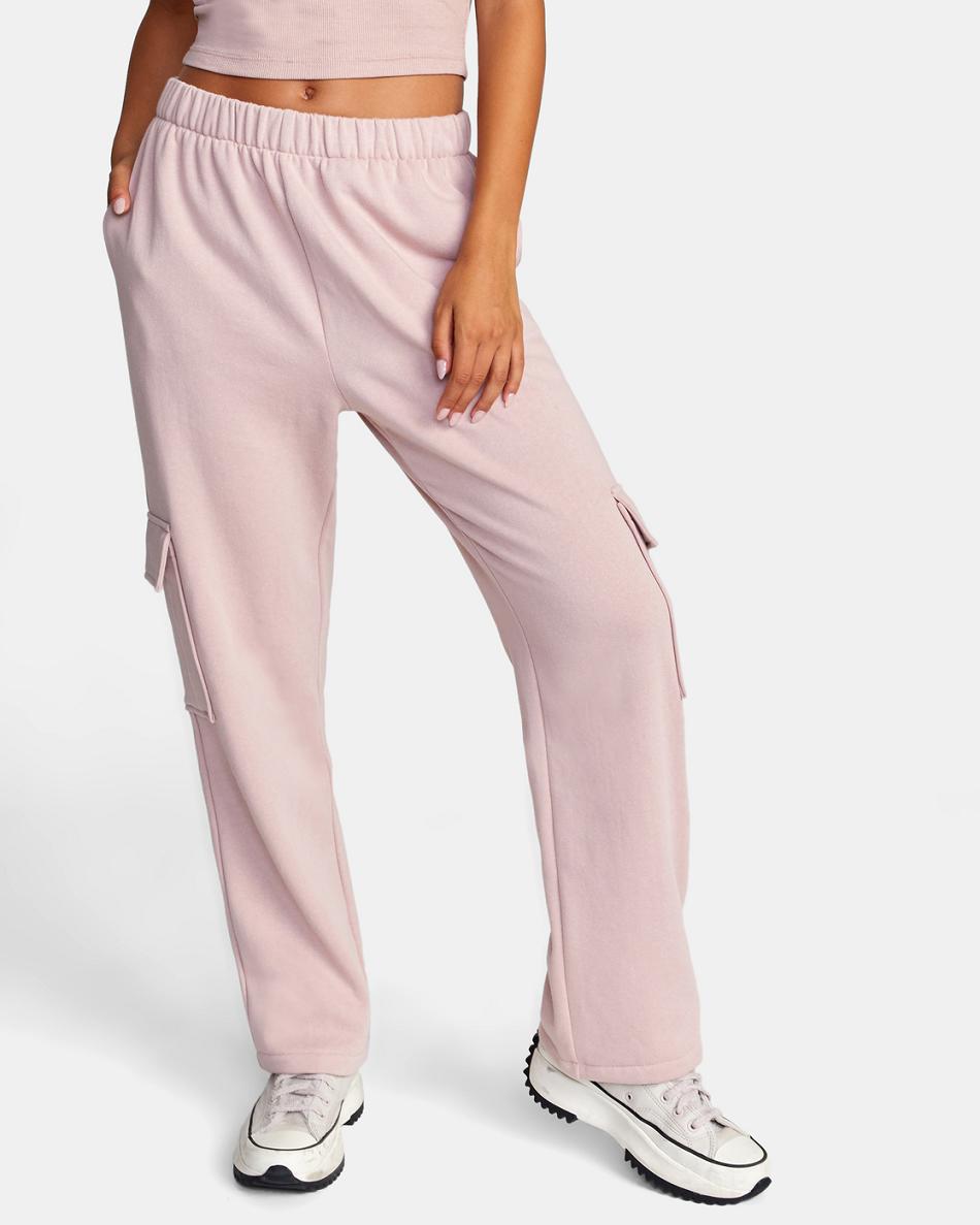 Dusty Rose Rvca Test Drive Cargo Sweatpants Women's Loungewear | USJBT77164