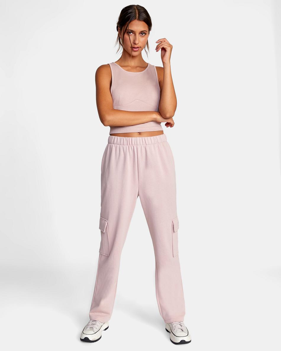 Dusty Rose Rvca Test Drive Cargo Sweatpants Women's Loungewear | USJBT77164