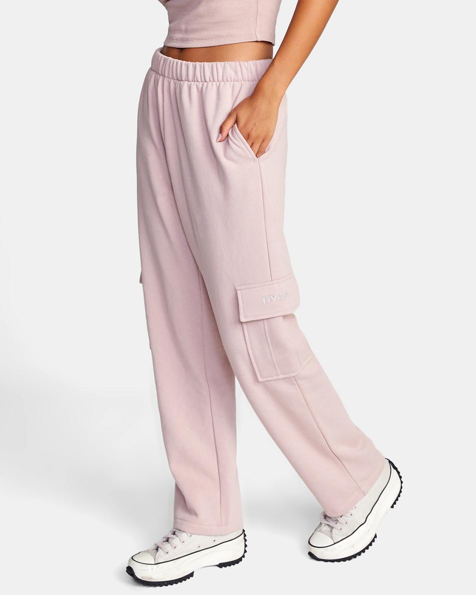 Dusty Rose Rvca Test Drive Cargo Sweatpants Women's Loungewear | USJBT77164