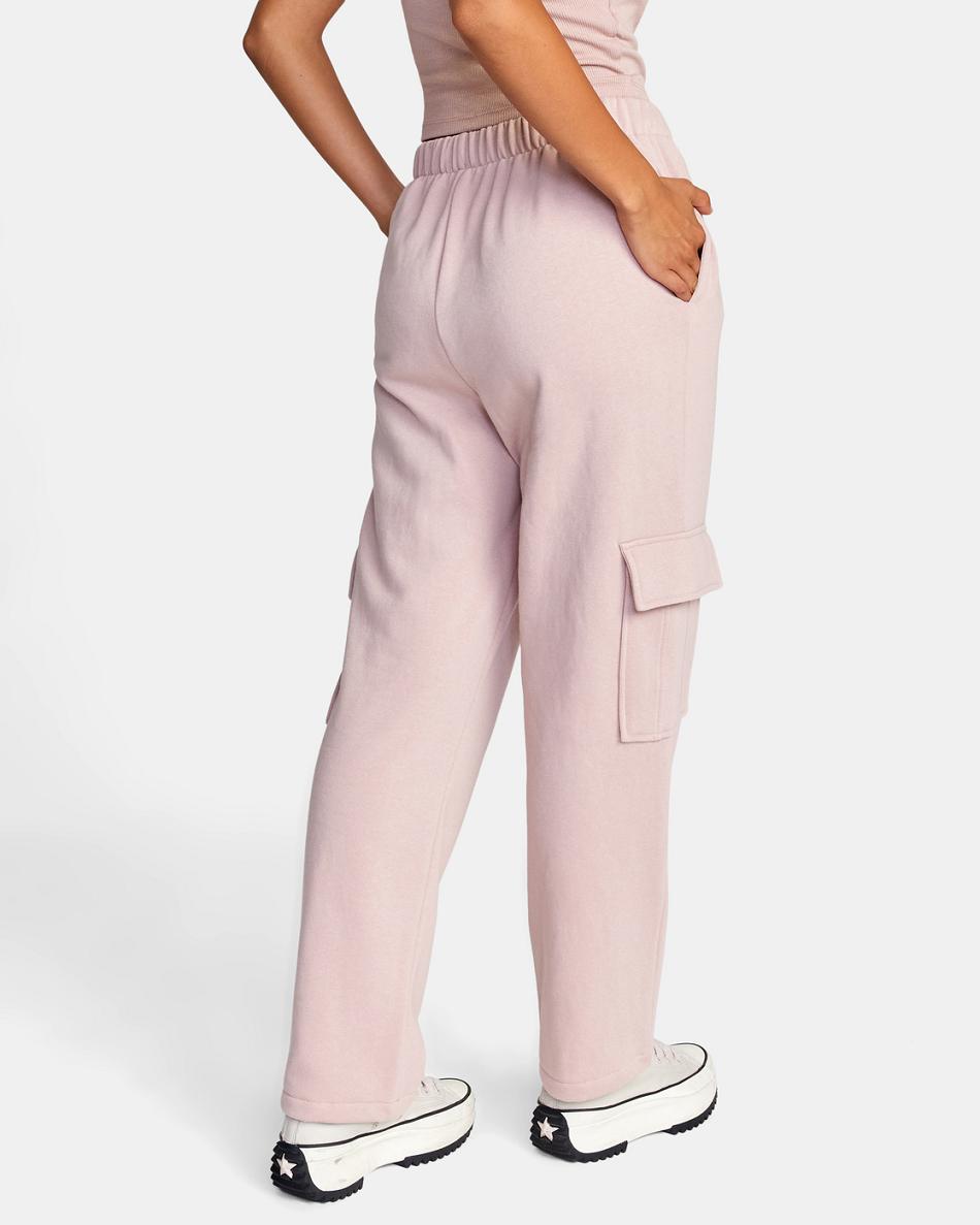 Dusty Rose Rvca Test Drive Cargo Sweatpants Women's Loungewear | USJBT77164