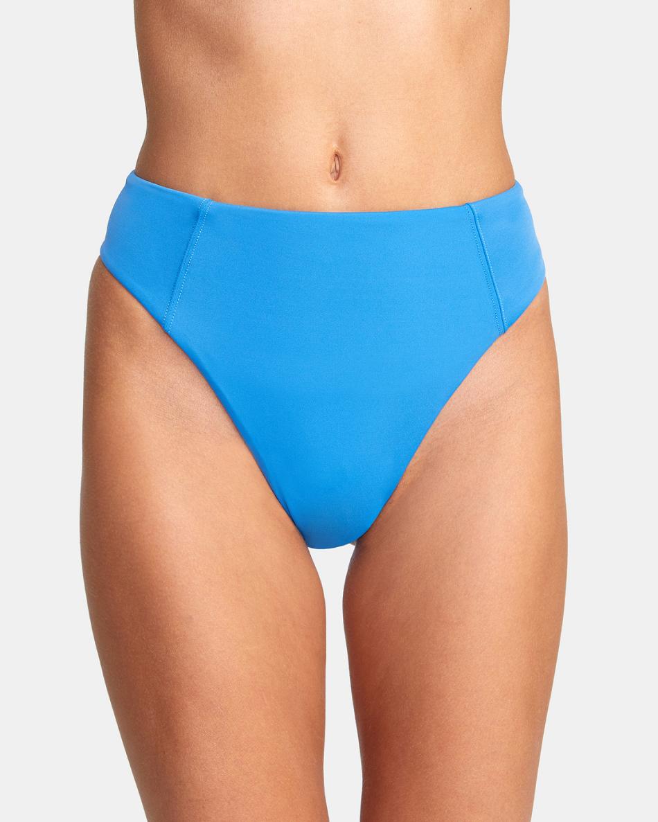 Enamel Blue Rvca Solid High Rise Cheeky Women's Bikini Bottoms | UUSND97067