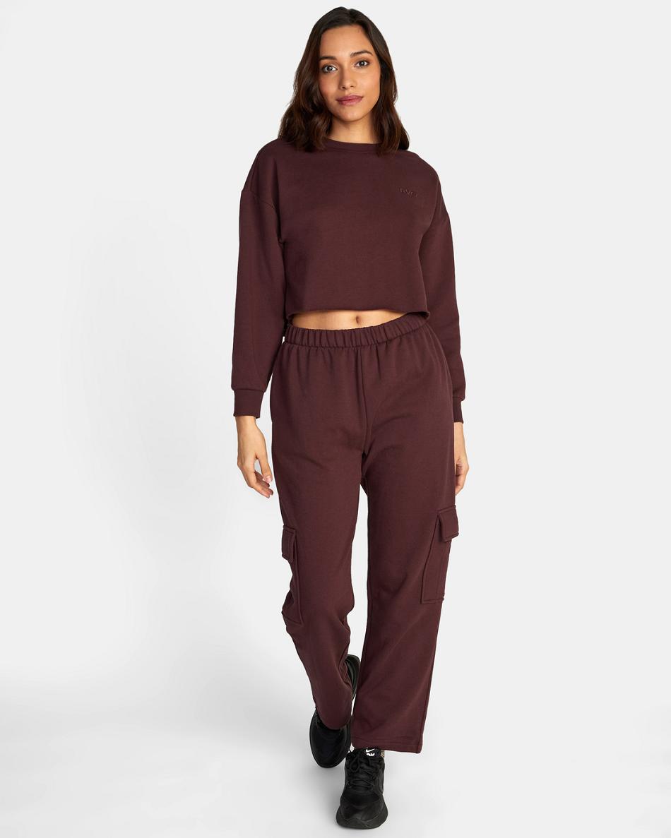 Espresso Rvca Test Drive Cargo Sweatpants Women's Loungewear | USZPD65552