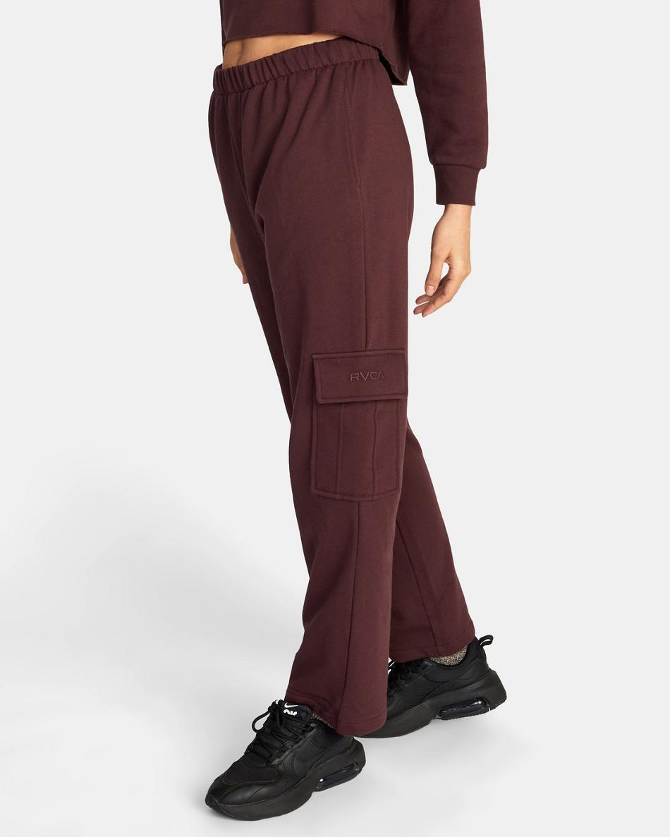 Espresso Rvca Test Drive Cargo Sweatpants Women's Loungewear | USZPD65552