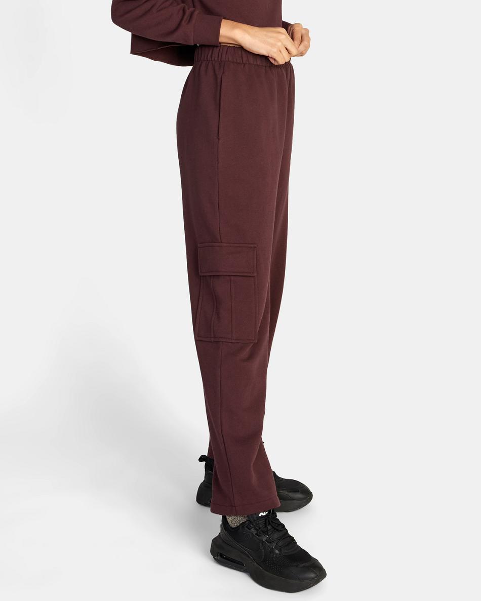 Espresso Rvca Test Drive Cargo Sweatpants Women's Loungewear | USZPD65552