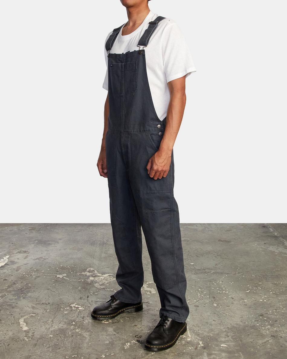 Garage Blue Rvca Chainmail Relaxed Fit Overalls Men's Pants | MUSHR19427