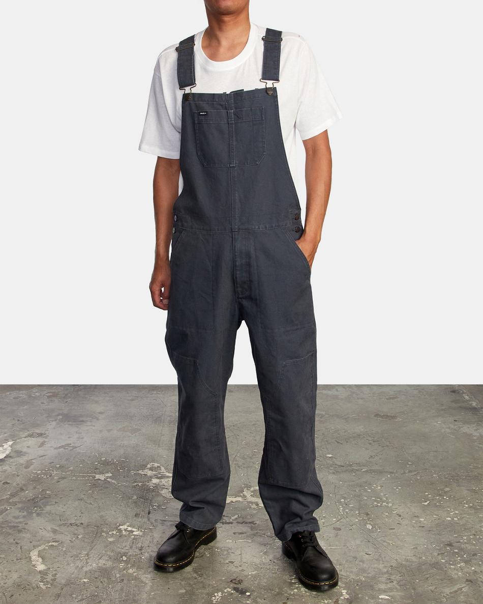 Garage Blue Rvca Chainmail Relaxed Fit Overalls Men\'s Pants | MUSHR19427