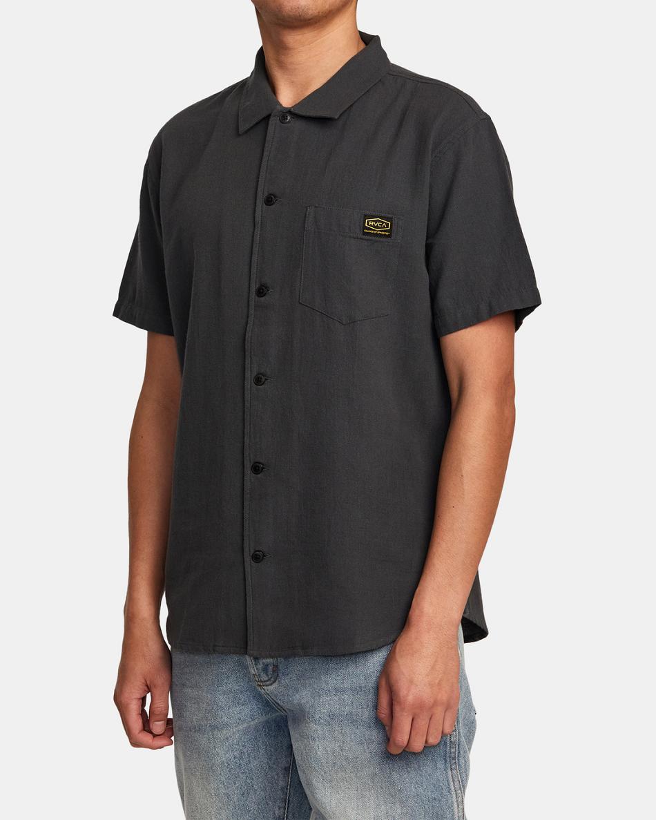 Garage Blue Rvca Recession Collection Day Shift Short Sleeve Men's T shirt | USCIF67118