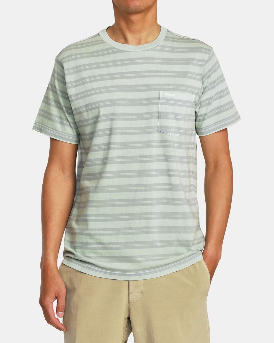 Green Haze Rvca PTC Stripe T-Shirt Men's Short Sleeve | USIIZ70347