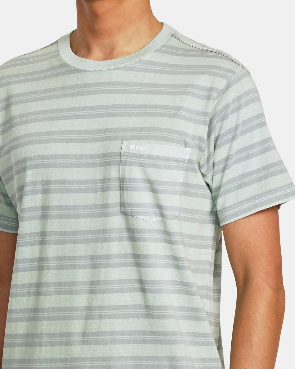 Green Haze Rvca PTC Stripe T-Shirt Men's Short Sleeve | USIIZ70347