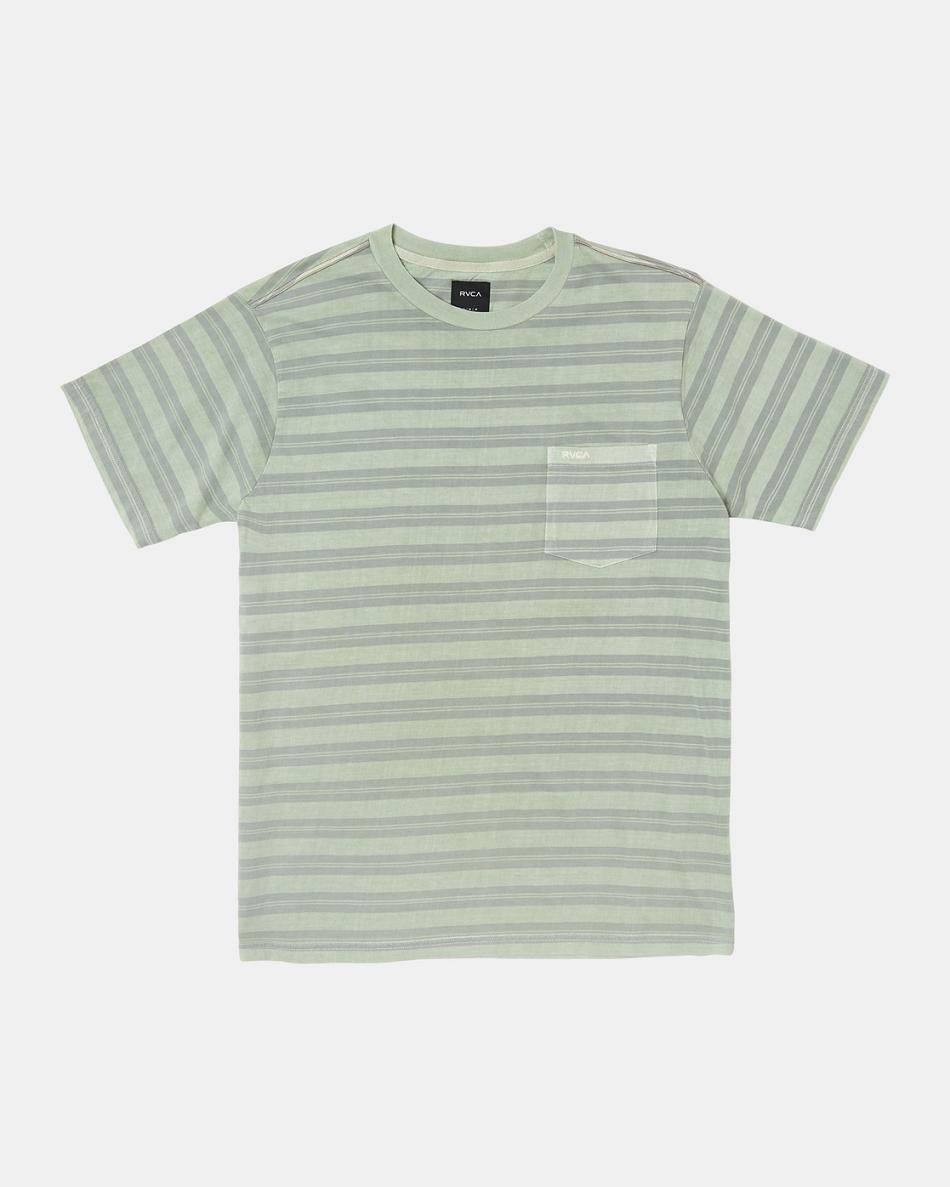 Green Haze Rvca PTC Stripe T-Shirt Men\'s Short Sleeve | USIIZ70347