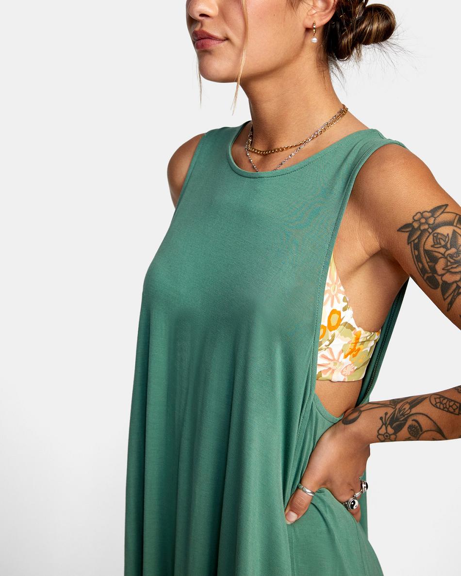 Green Ivy Rvca Eclipse Tank Women's Cover ups | USJKU64777