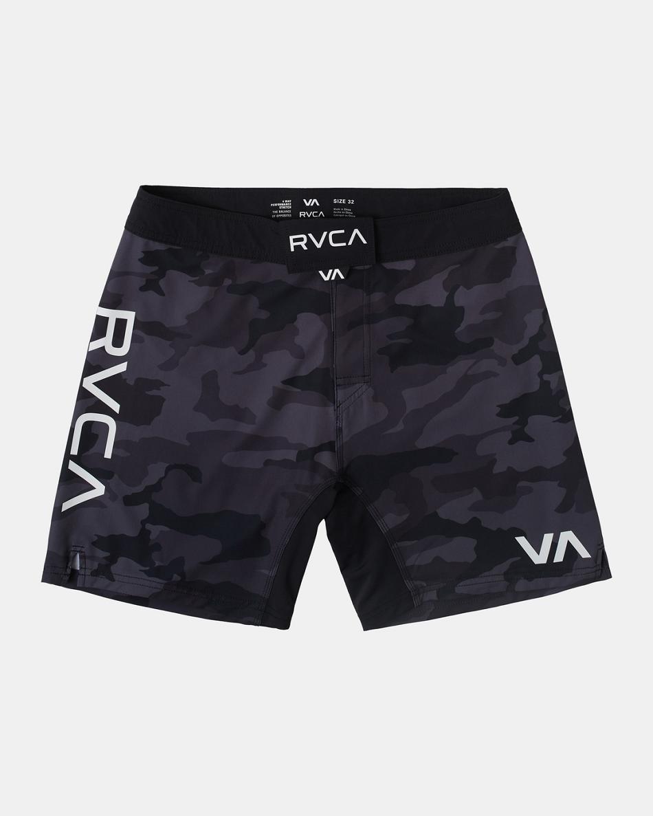 Grey Camo Rvca Fight Scrapper Elastic 15 Men\'s Shorts | USCVG71572