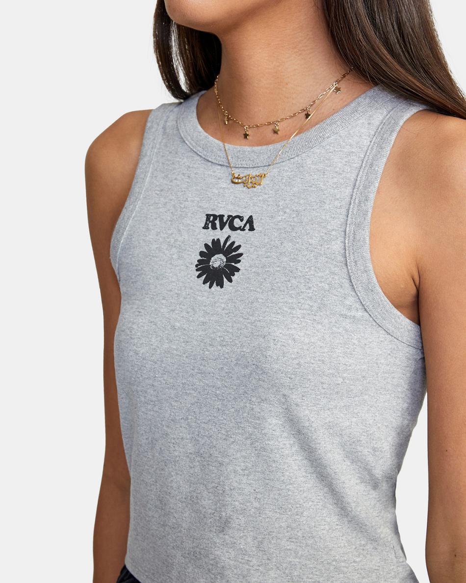 Grey Heather Rvca Daisy Slim Fit Tank Top Women's T shirt | USDYB29755