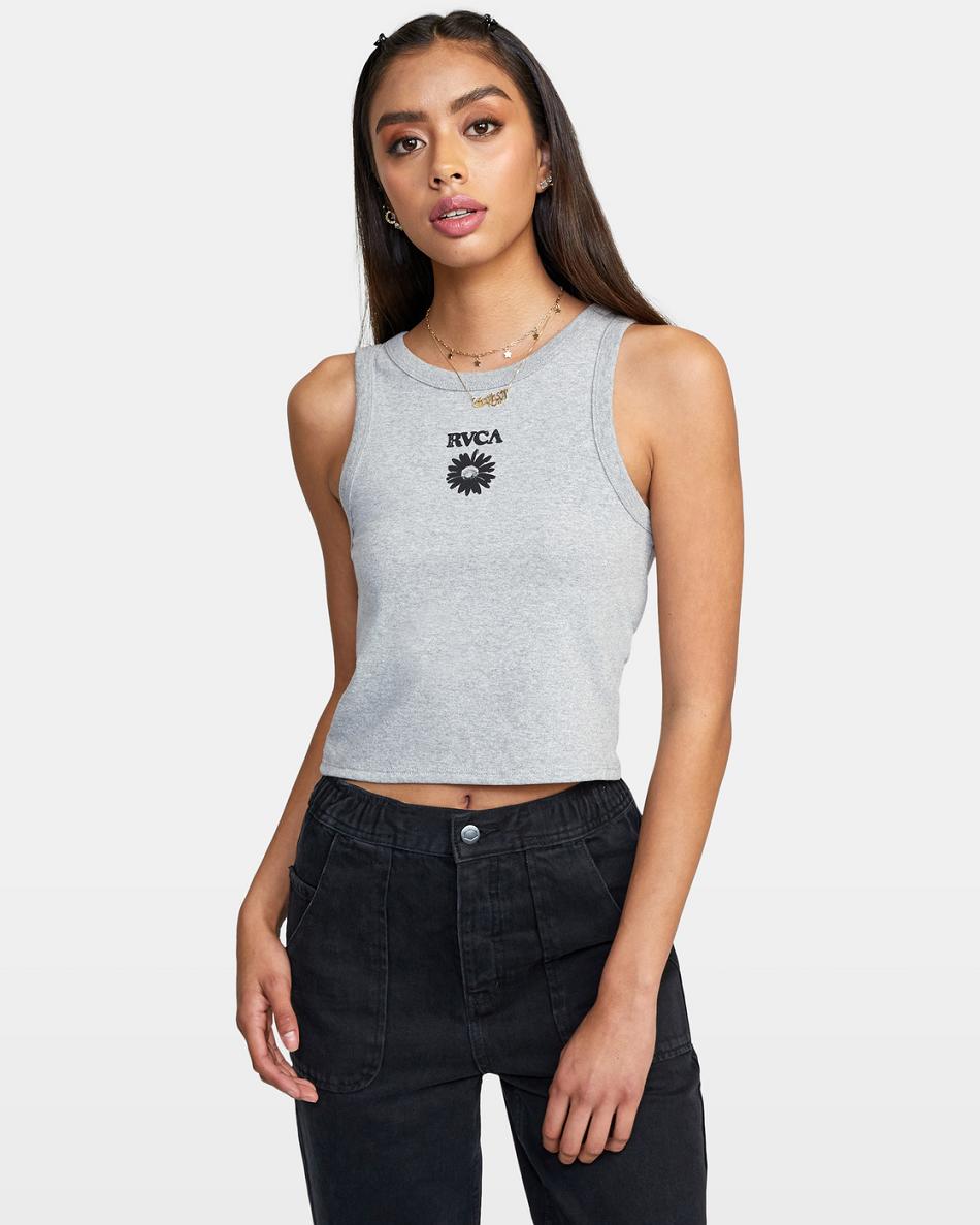 Grey Heather Rvca Daisy Slim Fit Tank Top Women\'s T shirt | USDYB29755