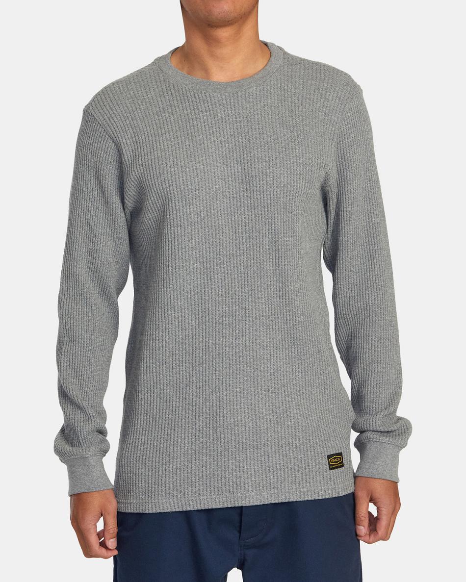 Grey Noise Rvca Day Shift Long Sleeve Thermal Men's Hoodie | BUSSD23927