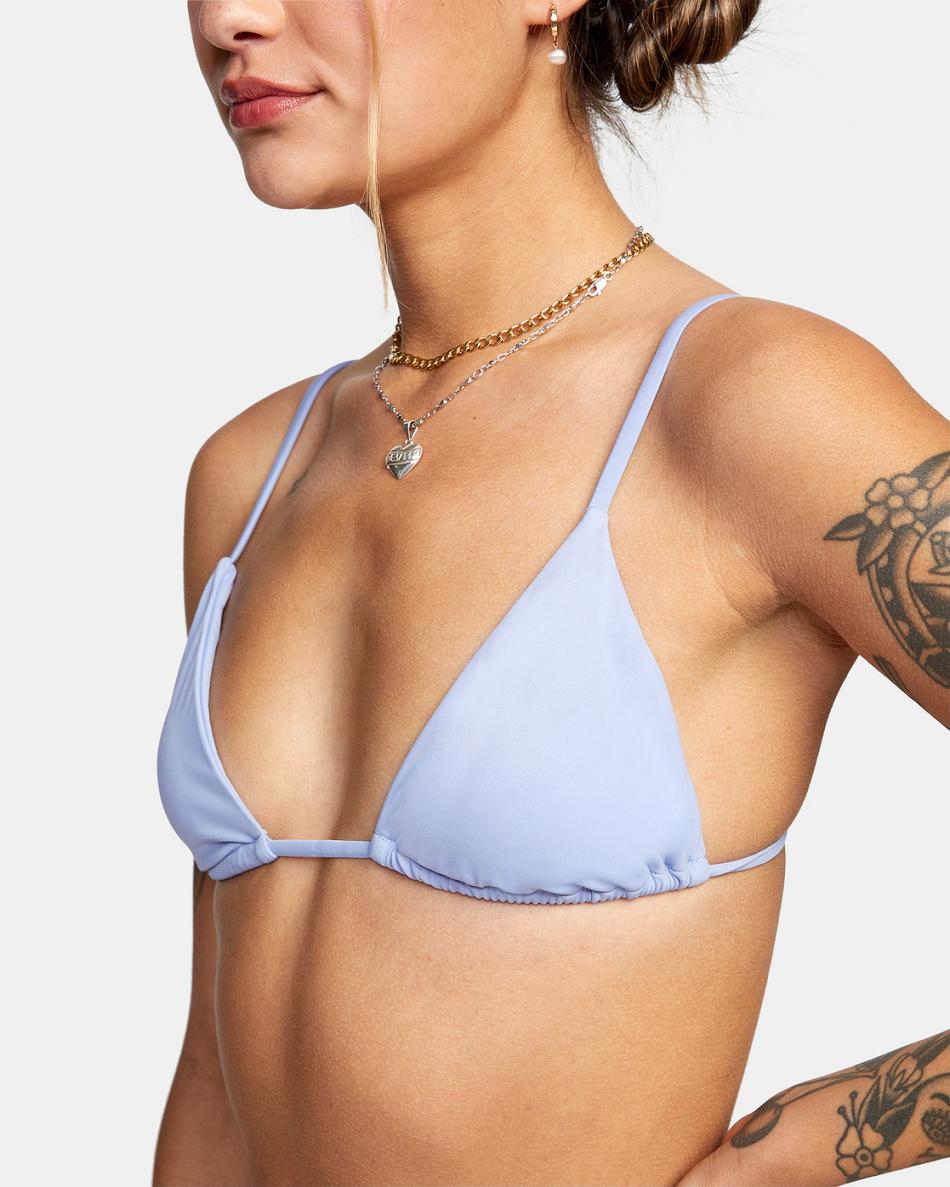 Grey Purple Rvca Solid Slide Triangle Women's Bikini Tops | YUSVQ83793