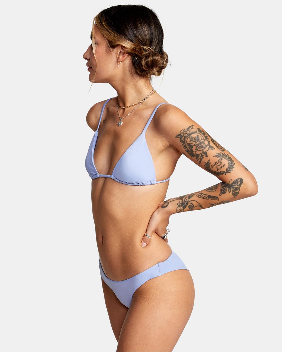 Grey Purple Rvca Solid Slide Triangle Women's Bikini Tops | YUSVQ83793