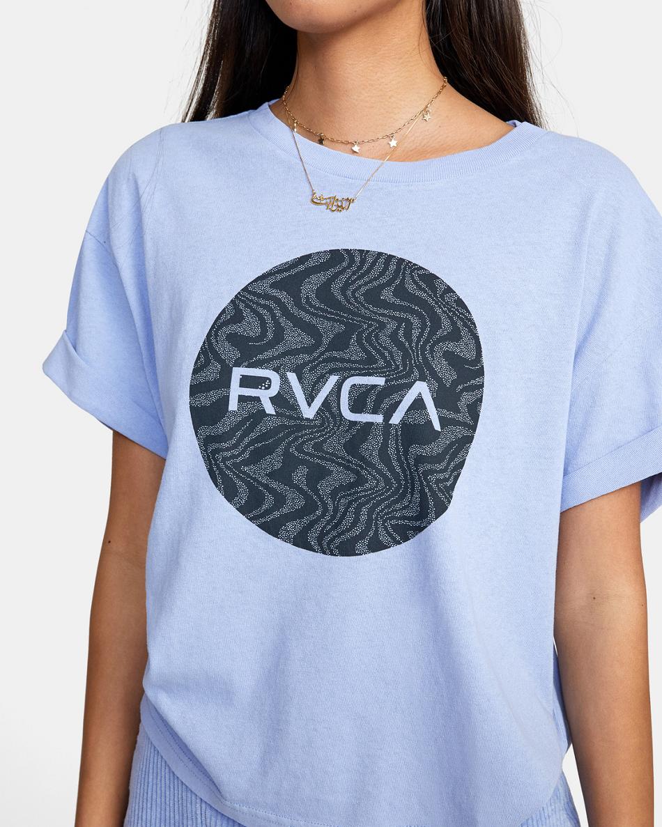 Grey Purple Rvca Strata Crop Women's T shirt | USIIZ28764