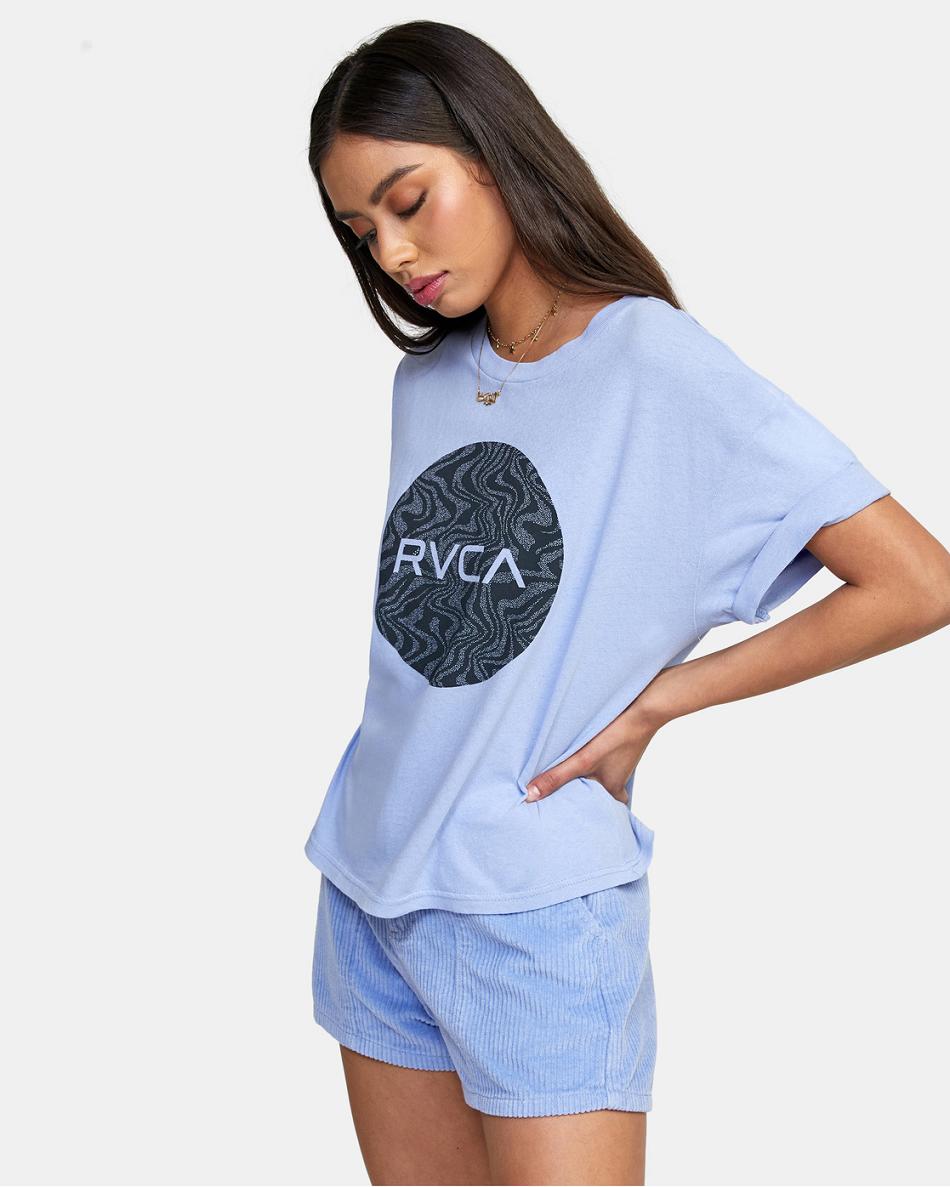 Grey Purple Rvca Strata Crop Women's T shirt | USIIZ28764