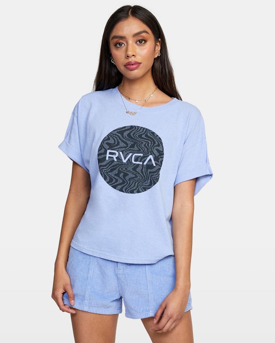 Grey Purple Rvca Strata Crop Women\'s T shirt | USIIZ28764