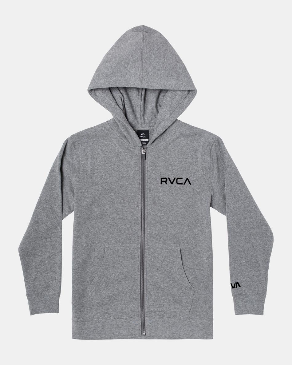 Heather Grey Rvca Ripper II Zip-Up Boys\' Hoodie | QUSWA25641