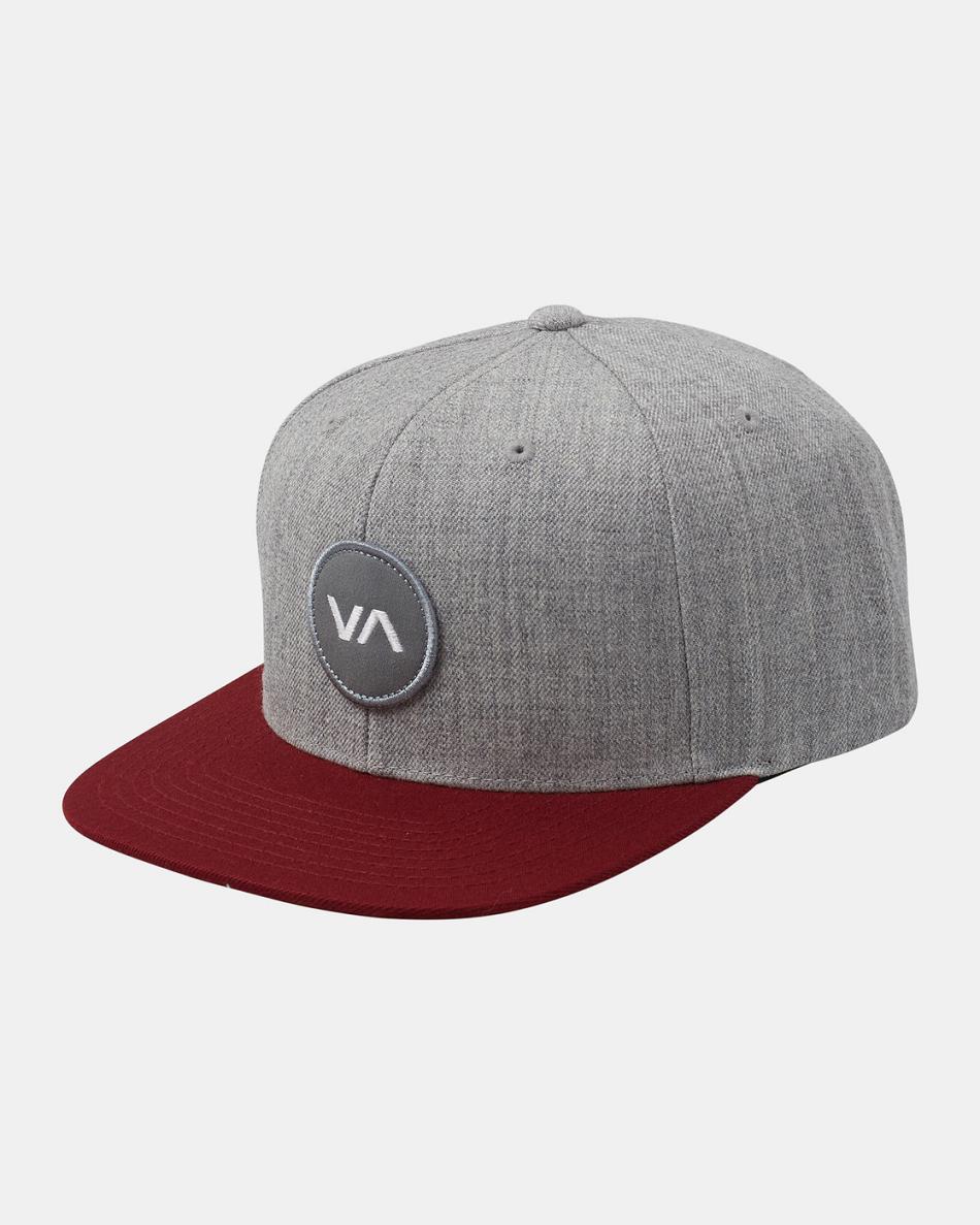 Heather Grey Rvca VA Patch Snapback Men\'s Hats | FUSUI59815