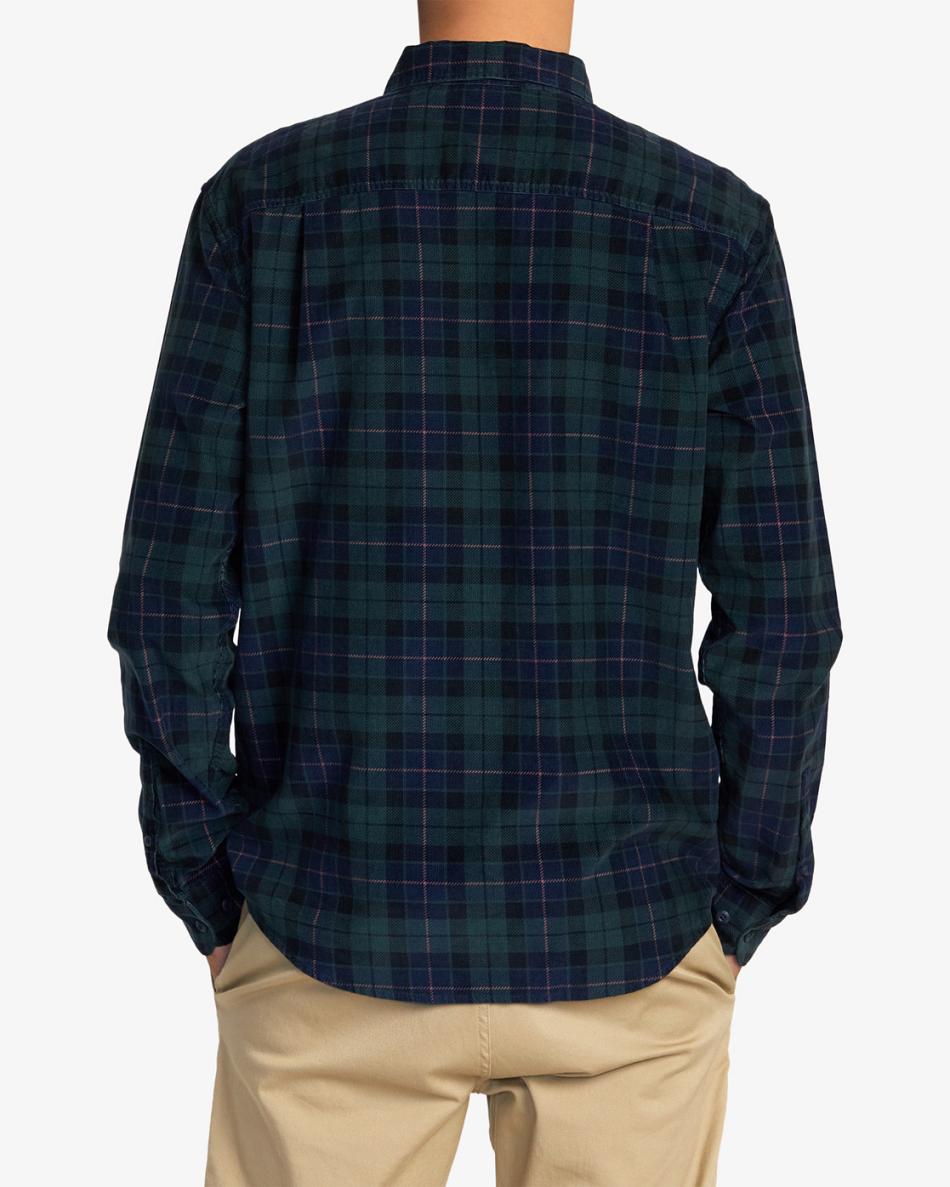 Hunter Green Rvca Blues Walk Cord Long Sleeve Men's T shirt | YUSVQ30094
