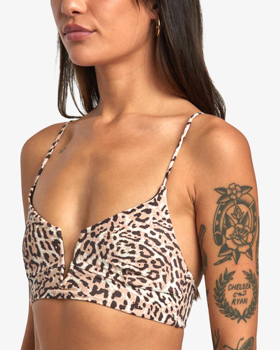 Java Rvca Meow V-Wire Crop Top Women's Bikini Tops | YUSVQ73685