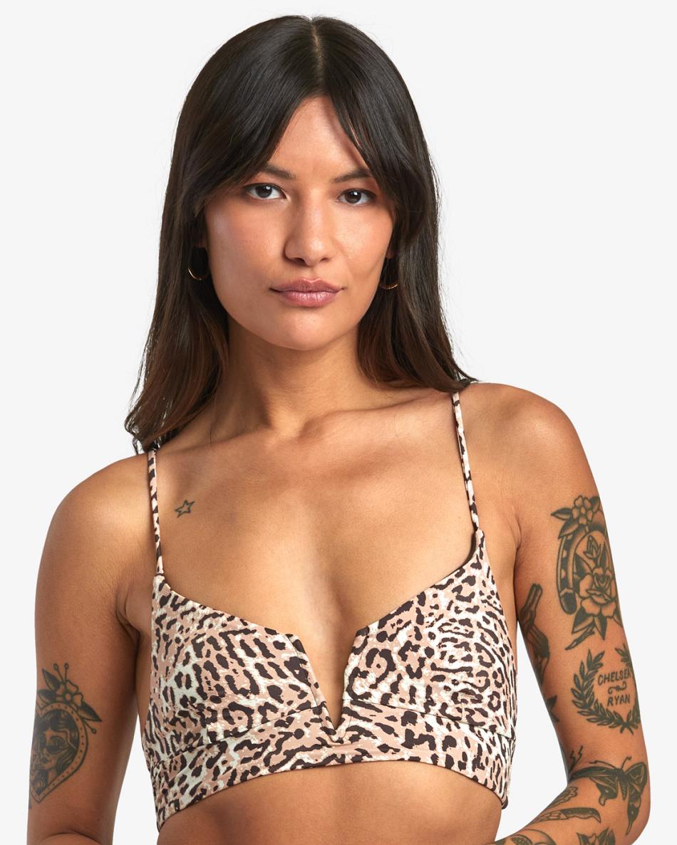 Java Rvca Meow V-Wire Crop Top Women\'s Bikini Tops | YUSVQ73685