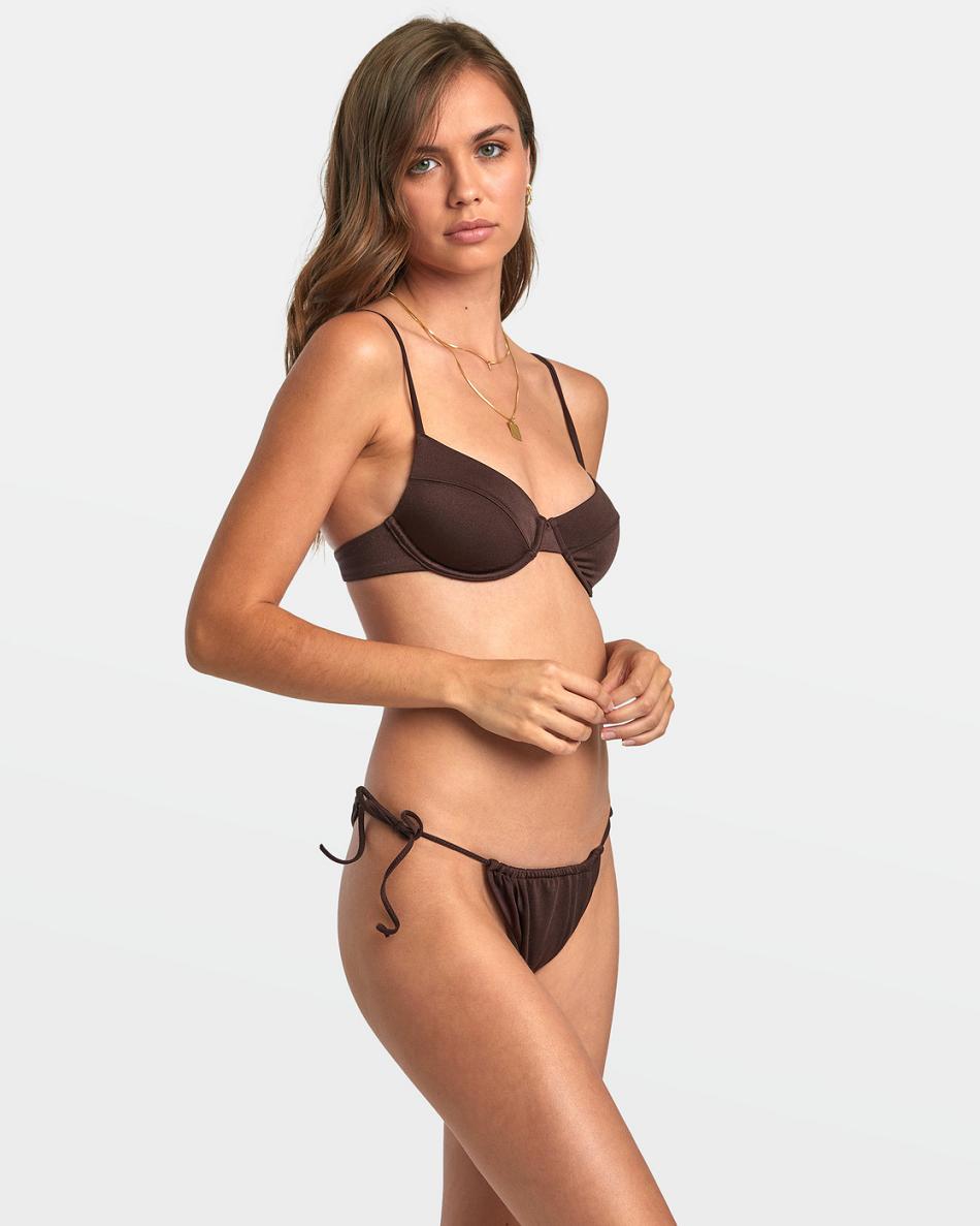 Java Rvca Solid Shimmer Tie Skimpy Women's Bikini Bottoms | XUSBH32240